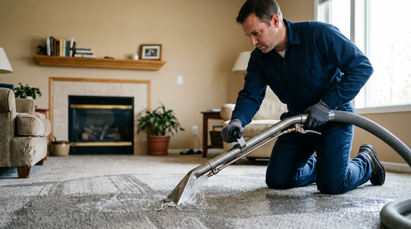 Water damage restoration technician working near Cordova, TN